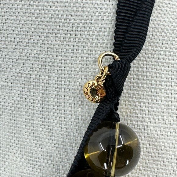 J. Crew Necklace Glass Rhinestone Ribbon Beaded Tie Closure Estate Costume - Picture 5 of 8